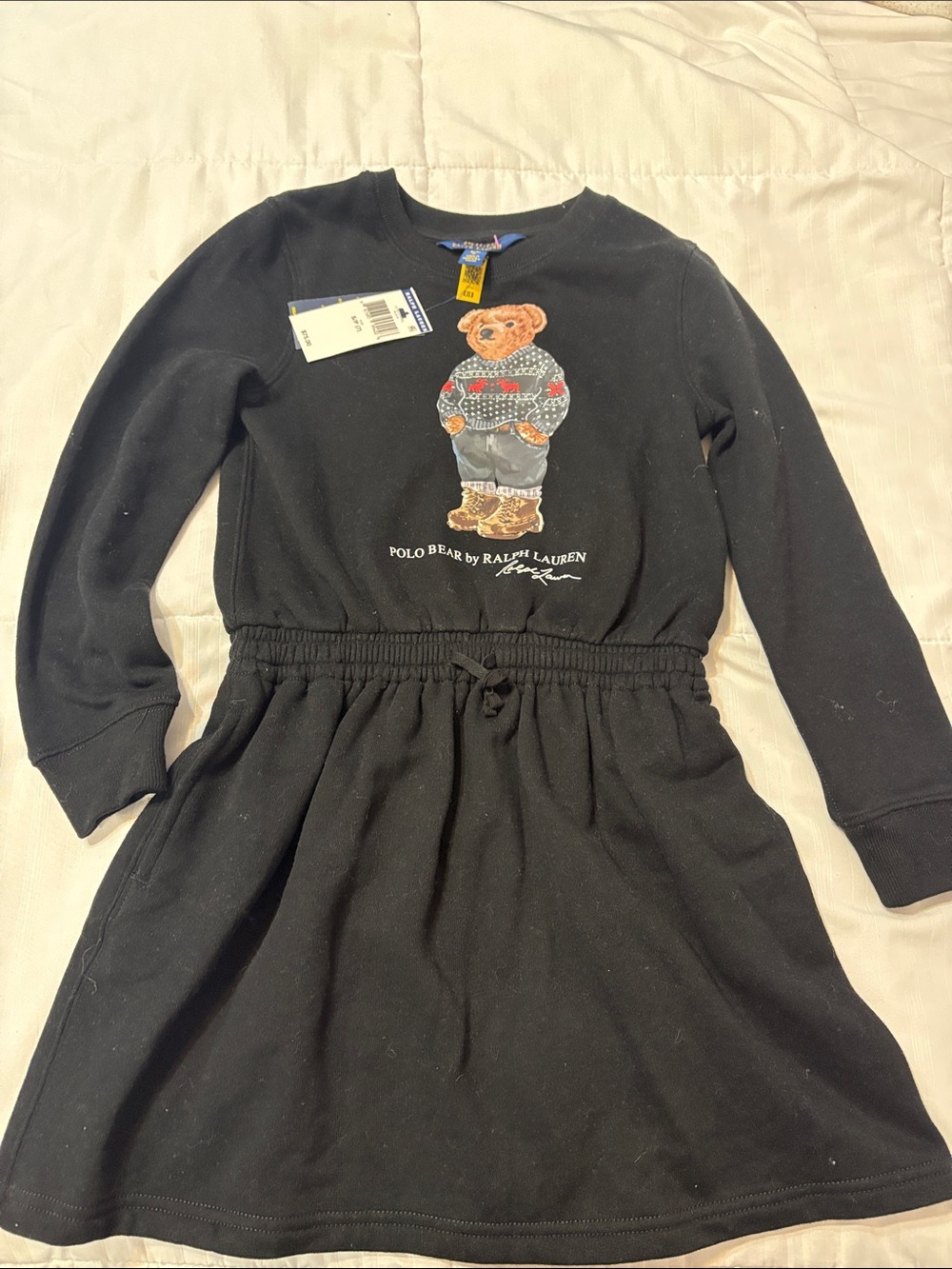 Ralph Lauren Black Girls' Polo Bear Sweatshirt Dress